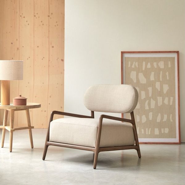 Tikamoon Sessel Stoffsessel Romane aus Mindiholz,1-Sitz