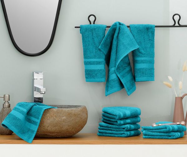 OTTO home Waschlappen Vanessa, 10 Seiftücher, 30x30cm, in Standard- und Premium-Qualität, (Set, 10-St), Handtücher mit Bordüre, 100% Baumwolle, einfarbig, weich