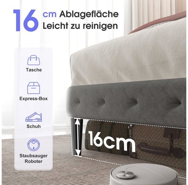 Lexzurn Polsterbett Polsterbett 140x200 cm Bett mit Lattenrost (Doppelbett mit gepolstertem Kopfteil, Einfache Montage, Robustes Gestell und Hochwertiger Leinenstoff), wählen Sie Größe und Farbe! Kostenlose Lieferung! Bild 3