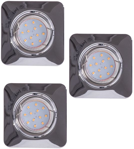 3er Set LED Einbauspots, schwenkbar, chrom 8,5 cm, TINUS