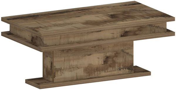 Dmora Couchtisch Iside, Wohnzimmer-Couchtisch, niedriges Aufbewahrungselement, Couchtisch, 100x55x42 cm, Ahorn