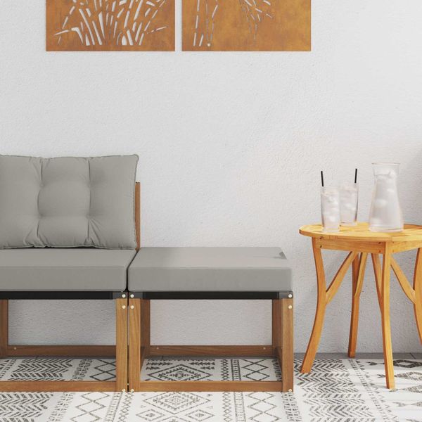vidaXL Outdoor-Fußhocker Massivholz Akazie und Textilene Stoff Natur 900594