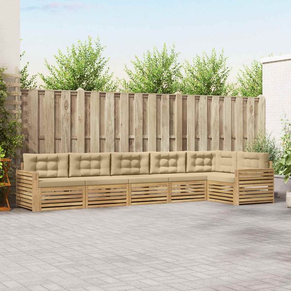 vidaXL Outdoor-Sofagarnitur 6 pcs Weiß und Beige 410 x 172,5 x 73 cm 3390573