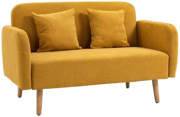 HOMCOM 2-Sitzer Doppelsofa mit Kissen und Anti-Rutsch Beinen