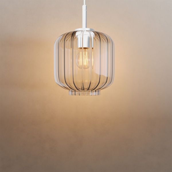 s.luce Velo Glas-Pendelleuchte Aufhängung 150cm Weiß Klar Ø 20cm