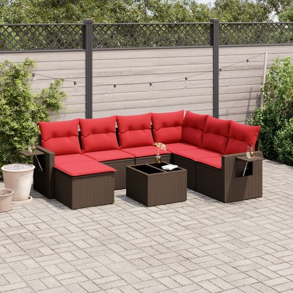 vidaXL 8-teiliges Gartensofa-Set mit Kissen, braun, Polyrattan 3220513