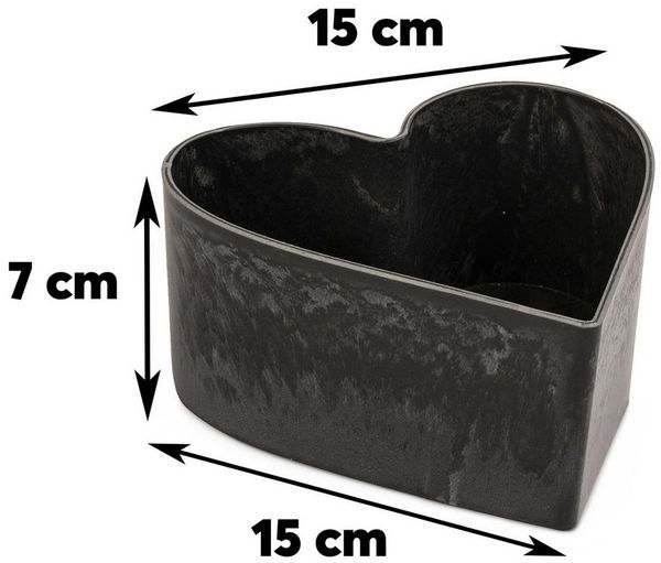 matches21 HOME & HOBBY Blumentopf Herz Pflanzschalen für draussen 3er Set schwarz marmoriert in 26 cm (3 St), Blumen-Schale als wetterfeste Friedhof-Schale Grab-Schmuck Grabschale