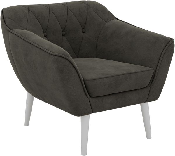Polstersessel PIRS 1 skandinavischer Design 1-Sitzer, Sessel mit Wellenfederung, weiße Füße, Einzelsessel, Hoher Sitzkomfort - Dunkelgrau Velvet Bild 8