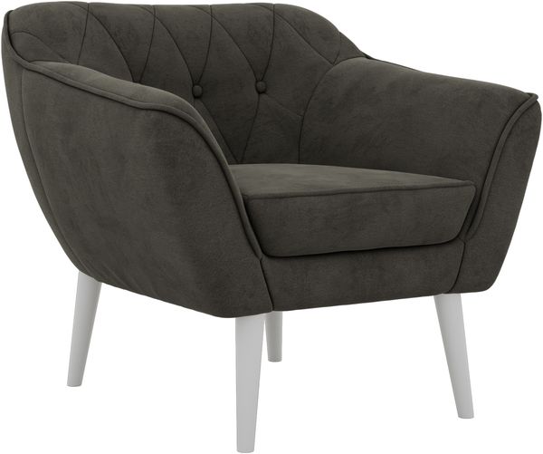 Polstersessel PIRS 1 skandinavischer Design 1-Sitzer, Sessel mit Wellenfederung, weiße Füße, Einzelsessel, Hoher Sitzkomfort - Dunkelgrau Velvet Bild 6