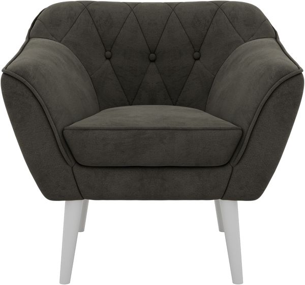 Polstersessel PIRS 1 skandinavischer Design 1-Sitzer, Sessel mit Wellenfederung, weiße Füße, Einzelsessel, Hoher Sitzkomfort - Dunkelgrau Velvet Bild 7