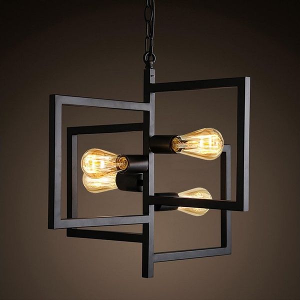 JDONG Hängeleuchte Pendelleuchte im Art Deco Stil 4×E27 klassisch-modern mit Kette, 100cm Höhenverstellbar, (ohne Glühbirn), Wohnzimmer Deckenleuchte Deckenlampe (schwarz)