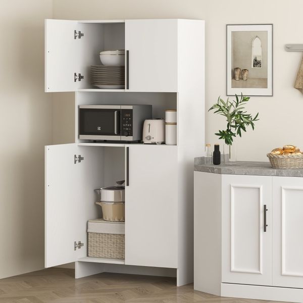 Küchenschrank 79 x 40 x 175 cm – Vorratsschrank mit Arbeitsplatte, Kippschutz und Metallgriffen