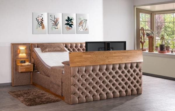 Meisterbetten Boxspringbett King 180x200 in MS-Camel, Matratzenbezug Optiflex, Ergoflex-Topper