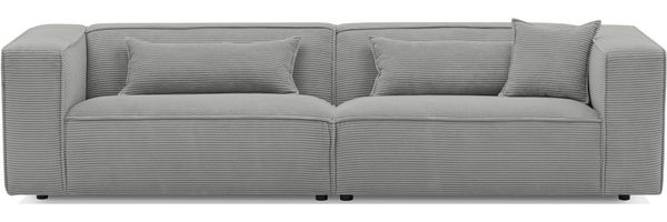 LeGer Home by Lena Gercke 3-Sitzer PIARA, Couch mit Kedernaht, Sofa in Cord, Leinenoptik o. Strukturstoff, schwarze Füße, bequemer Sitzkomfort