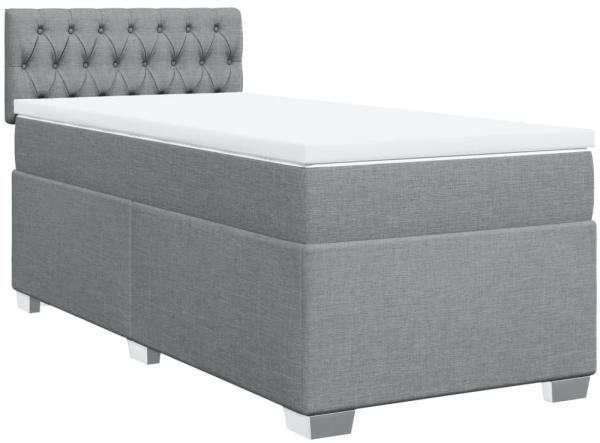 vidaXL Boxspringbett mit Matratze Hellgrau 90x190 cm Stoff 3285750