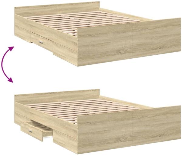 vidaXL Bettgestell mit Schubladen Sonoma-Eiche 120x200cm Holzwerkstoff 3280302 Bild 3