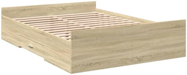 vidaXL Bettgestell mit Schubladen Sonoma-Eiche 120x200cm Holzwerkstoff 3280302 Bild 4