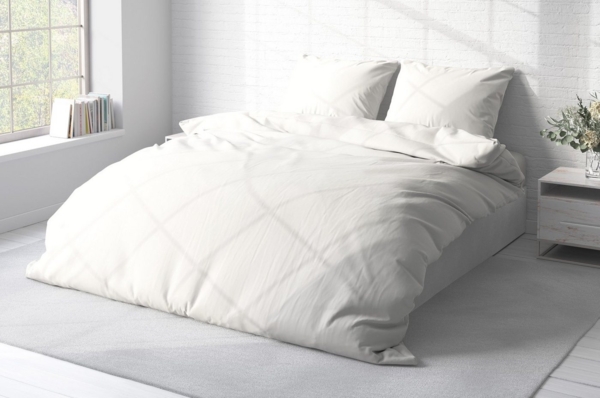 One Home Bettwäsche Unifarben Einfarbig, Renforcé, 3 teilig, Baumwolle mit Reißverschluss, Doppelbett Bild 2