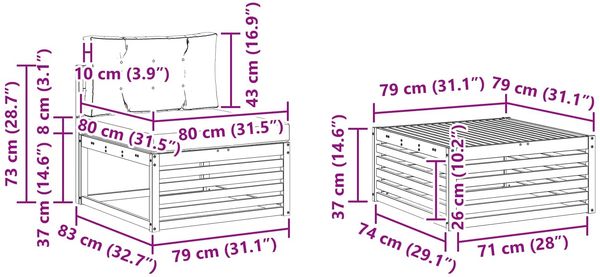 vidaXL Outdoor-Sofagarnitur mit Kissen 5 pcs Natürlich und Hellgrau 3372991 Bild 10