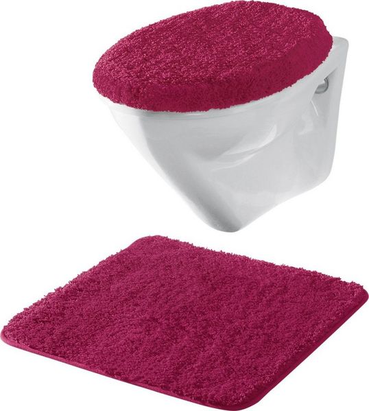 Erwin Müller Badematte Hänge-WC-Set "Rhodos" 2-teilig, Gummizug:, oval: Deckelbezug, Uni