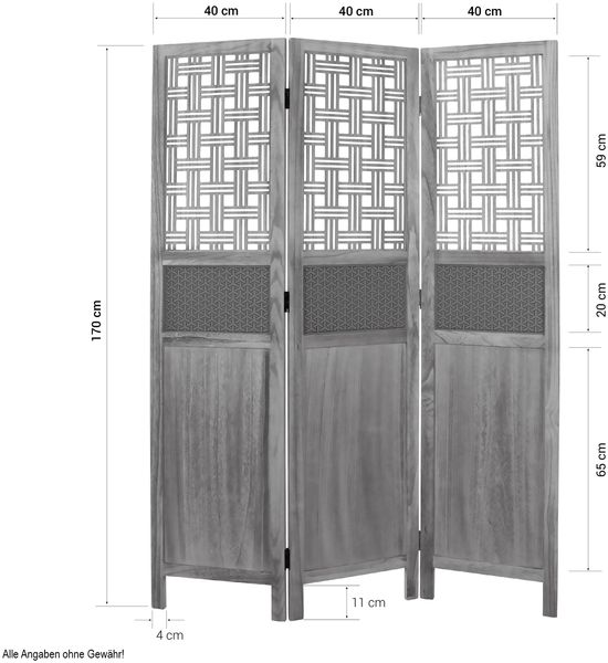 Homestyle4u Paravent Raumteiler, 3 fach, Holz, natur Bild 3