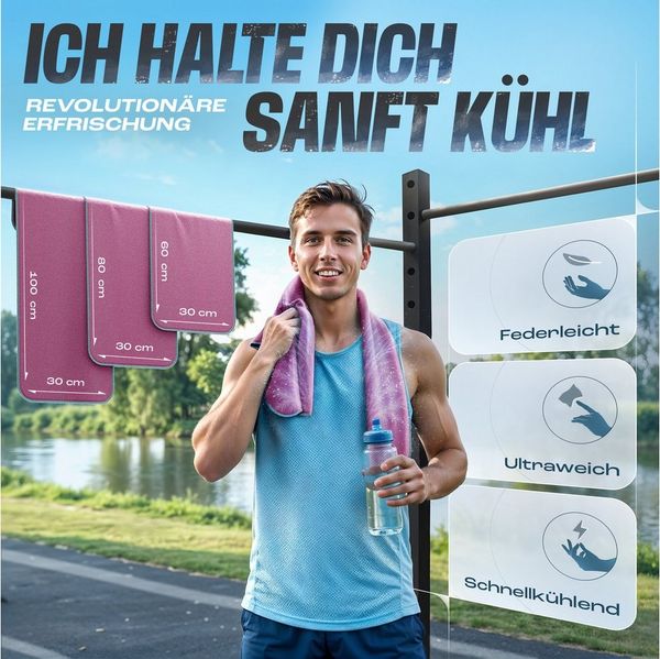 NirvanaShape Handtücher Kühl-Tuch eiskalt mit sofortiger Kühlwirkung kühlendes Handtuch, sofortiger Kühlwirkung, ultraleicht, Ideal für Sport & Freizeit