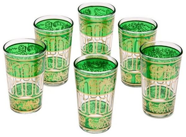 Marrakesch Orient & Mediterran Interior Teeglas 6x Orient Teeglas Lamia Grün - 6er SET, 6-tlg, Glas, Handarbeit