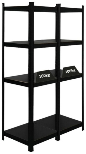 PROREGAL® Schwerlastregal MegaDeal 2x All Black Ragnar 150x45x45cm Fachlast 100kg Schwarz, 2-tlg.