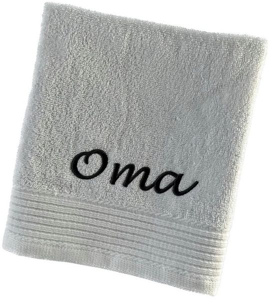 Schnoschi Handtuch Handtuch mit Oma oder Opa bestickt Gästehandtuch Duschtuch Badetuch, hochwertige Bestickung mit Oma oder Opa