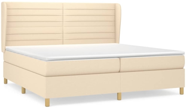 Boxspringbett mit Matratze Stoff Creme 200x200 cm