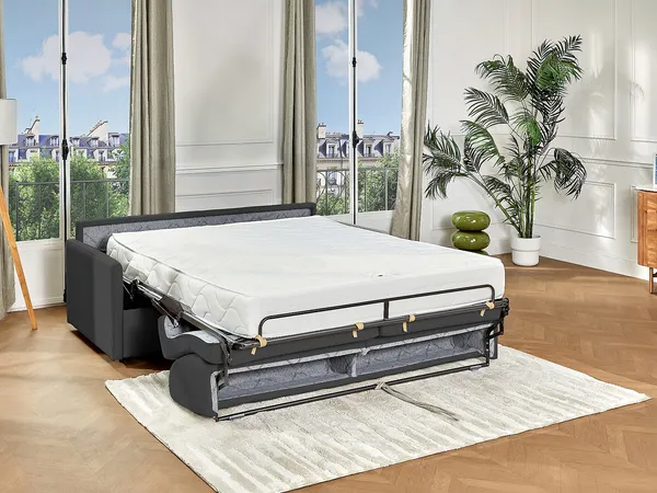Schlafsofa 2-Sitzer CALIFE - Stoff - Grau - Liegefläche: 120 cm - Matratzenhöhe: 22 cm