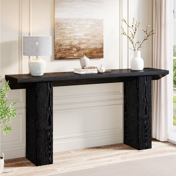Tribesigns Konsolentisch 160cm Sofatisch Schmal Schwarz, Flurtisch Holz für den Eingangsbereich