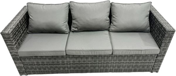 Fimous 10-Sitzer Outdoor Rattan Lounge Gartenmöbel Set Verstellbare Aufsteigende Beistelltische Kleine Hocker Dunkelgrau Gemischt Bild 4