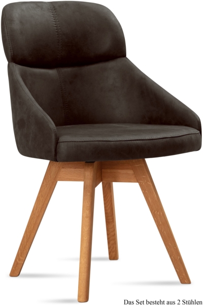 Esszimmerstuhl drehbar (2er-Set) Drala 52x82x63 Eiche geölt/Espresso