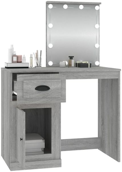 vidaXL Schminktisch mit LEDs Grau Sonoma 90x50x132,5 cm Holzwerkstoff 816774 Bild 5