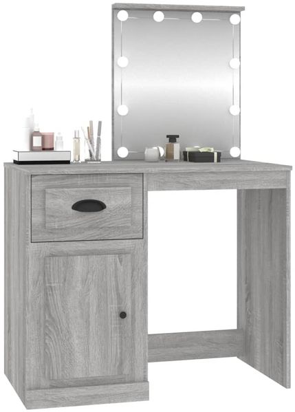 vidaXL Schminktisch mit LEDs Grau Sonoma 90x50x132,5 cm Holzwerkstoff 816774 Bild 4
