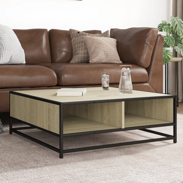 vidaXL Couchtisch Sonoma-Eiche 80x80x30 cm Holzwerkstoff und Metall 848770