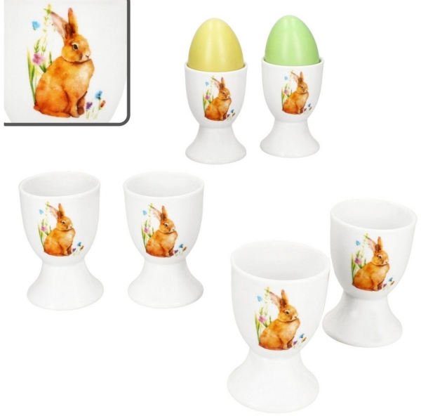 MamboCat Eierbecher 6x Osterfreude Eierbecher Porzellan für 6 Personen Frühstück Brunch