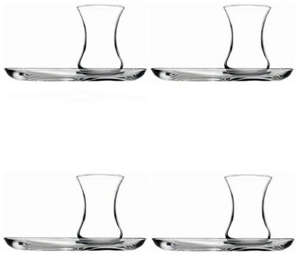 Pasabahce 4er set 2x Teeglas + 2x UntertasseTeeglas 125ml transparent