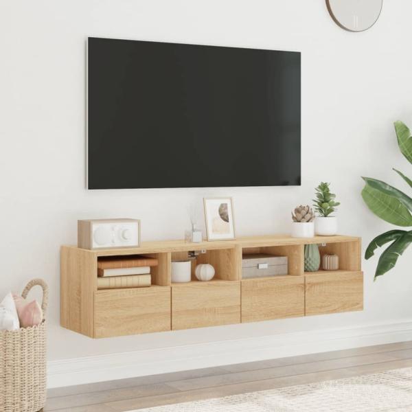 vidaXL TV-Wandschränke 2 Stk. Sonoma-Eiche 60x30x30 cm Holzwerkstoff 836859