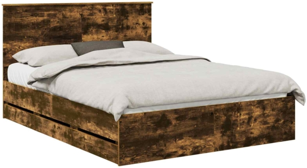 vidaXL Bettrahmen Geräucherte Eiche 150 x 200 cm Ingenieurs Holz 3411107