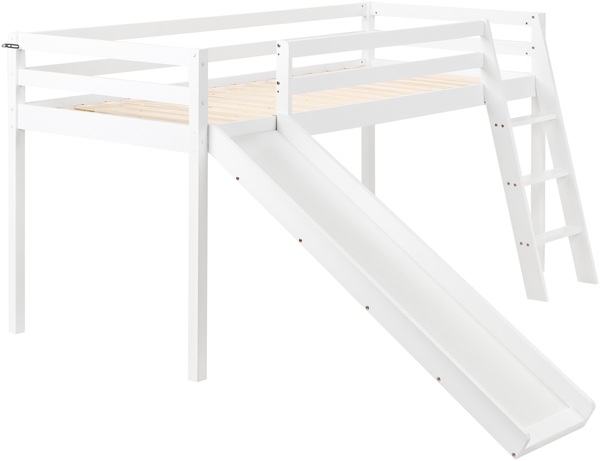 Halbhochbett Kiefernholz STAPLE 90 x 200 cm mit Rutsche Weiß Bild 4
