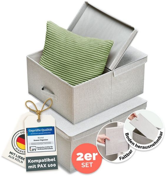 Blumtal Faltbox HEMNES, MALM, PAX Organizer Ordnungssystem Kleiderschrank (2 St), Faltboxen für BHs, T-Shirts - Boxen für Schrank
