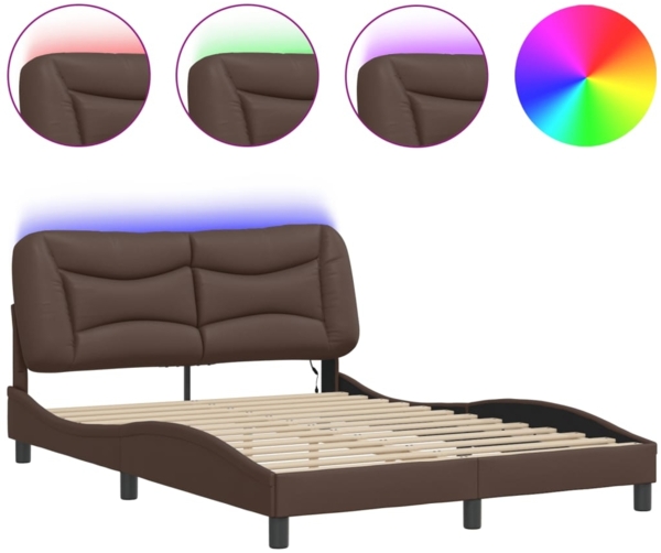 vidaXL Bettgestell mit LED ohne Matratze "Hvar" Braun 140x200 cm 3213936