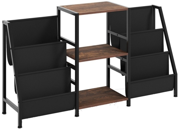 COSTWAY Bücherregal, Plattenspielerständer mit 3 Ablagen & Taschen, Metall Bild 1