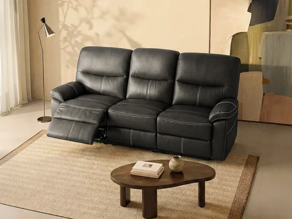 Vente-unique - CANBY Sofa Kunstleder Schwarz - B 90 cm x H 95 cm x L 183 cm