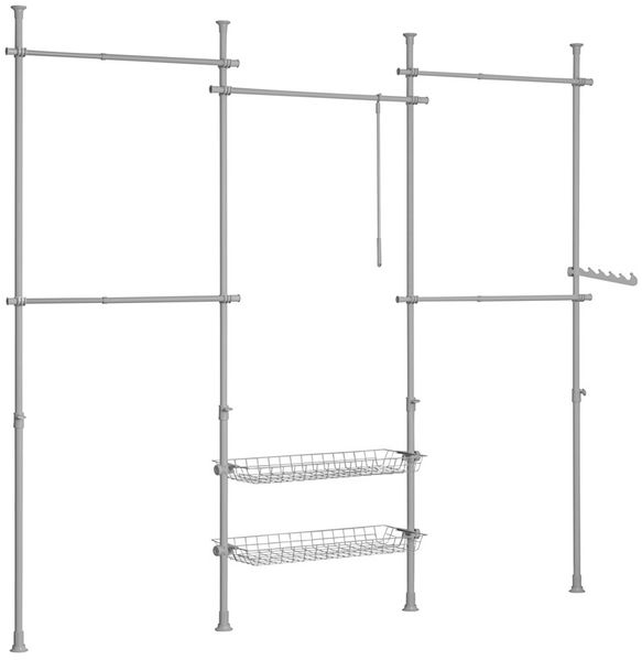 SoBuy KLS04-HG Garderobenständer, Metall, Pulverbeschichtung, Grau, 62 x 200 x 75 cm