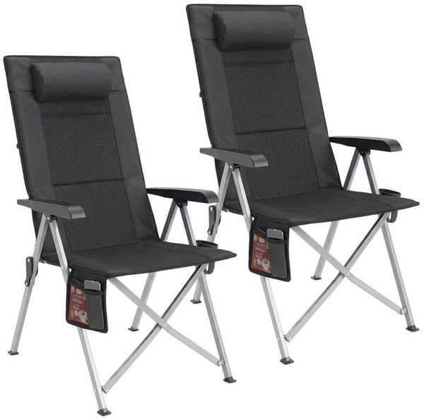 HOMECALL Klappstuhl Campingstuhl Faltbar 72 cm Hochlehner Luxus Klappstuhl (Tragfähigkeit 150 KG, 3D-Mesh + 600D Oxford, Multifunktions-Aufbewahrung), Leicht (4,6 kg) für Outdoor, Garten, Picknick