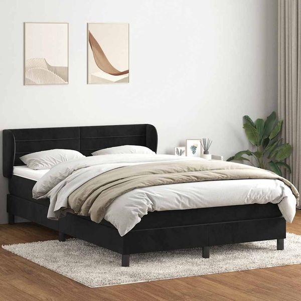 vidaXL Boxspringbett mit Matratze Schwarz 160x210 cm Samt 3317615