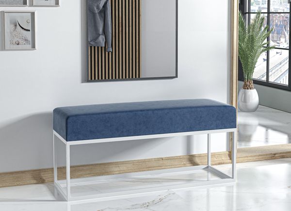 AX LIVING Sitz Bank Acciarolli 2 80 cm – Grau, schwarzes Metallgestell